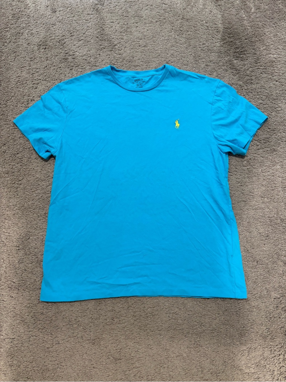 Polo Ralph Lauren Blue T-Shirt Yellow Pony Logo Tee Classic Streetwear Size S